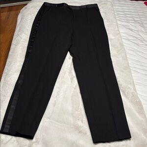Zara Black Tuxedo-Style Satin-Trim Trousers